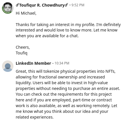 Figure 3: fake employer explaining the job